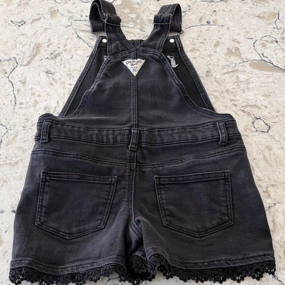 OshKosh Size 7 Black Denim Overall Shorts - Picture 5 of 9